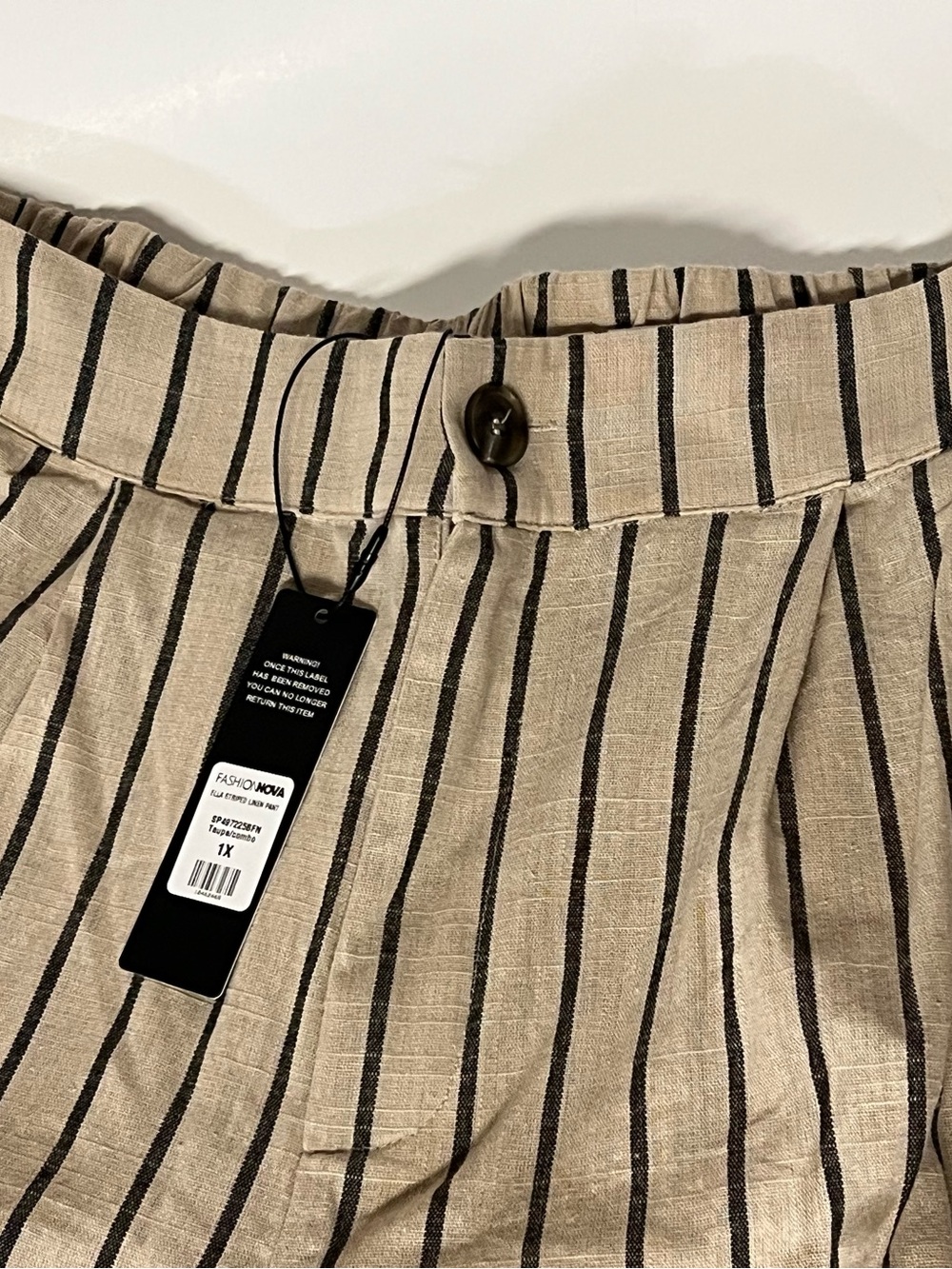 Fashion Nova High-Waist Wide-Leg Striped Pants - Cream & Black - Picture 7 of 9